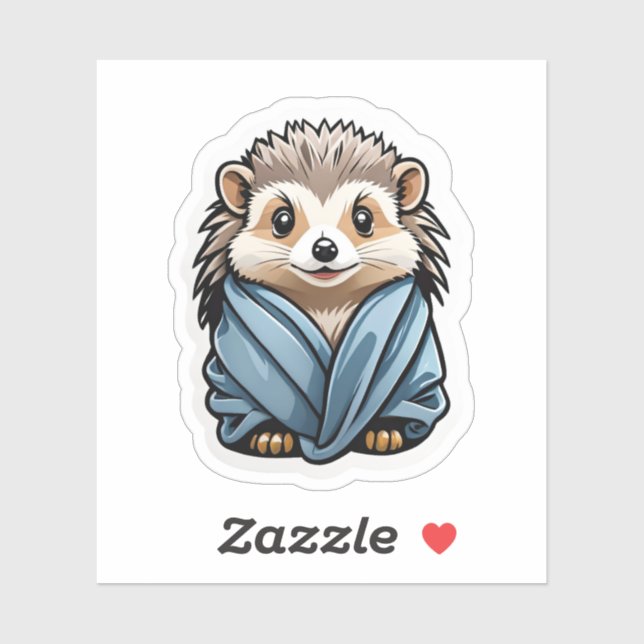 Sticker Joli hérisson enrobé dans la serviette (Feuille)