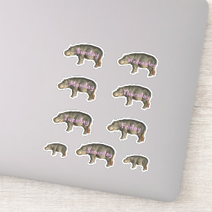 Sticker Joli Hippopotame rose Font Jours de la semaine Fic