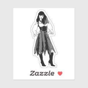Sticker Joli Imaginaire de la Dame Pirate art nautique ori