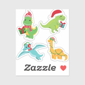 Sticker Joli jeu d'autocollants de dinosaure de Noël