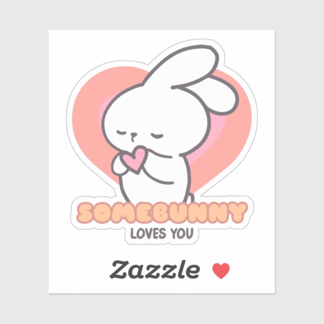 Sticker Joli Lapin : Un Petit Lapin Vous Aime (Feuille)