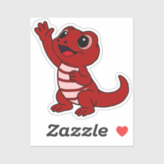 Sticker Joli lézard de dessin animé rouge pour bouteille d
