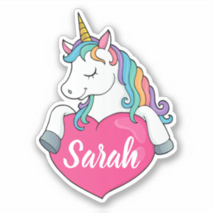 Sticker Joli Licorne Nom Personnalisé