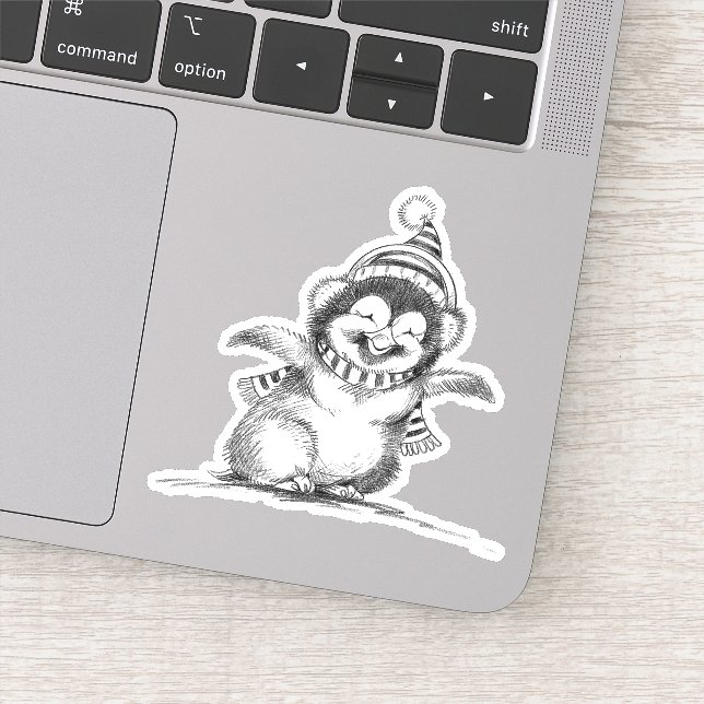 Sticker Joli manchot de Noël, heureux bébé oiseau (Détail)
