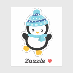 Sticker Joli Manchot d'Hiver