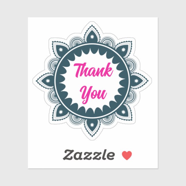 Sticker Joli Mandala floral Merci (Feuille)