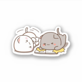 Sticker Joli Mochi Peach Chat livre de lecture