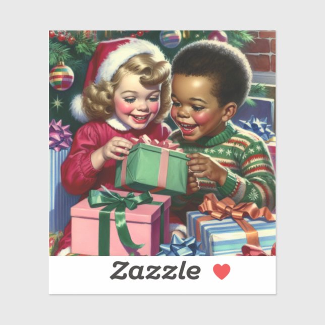 Sticker Joli Noël à l'ancienne et bonne année (Feuille)