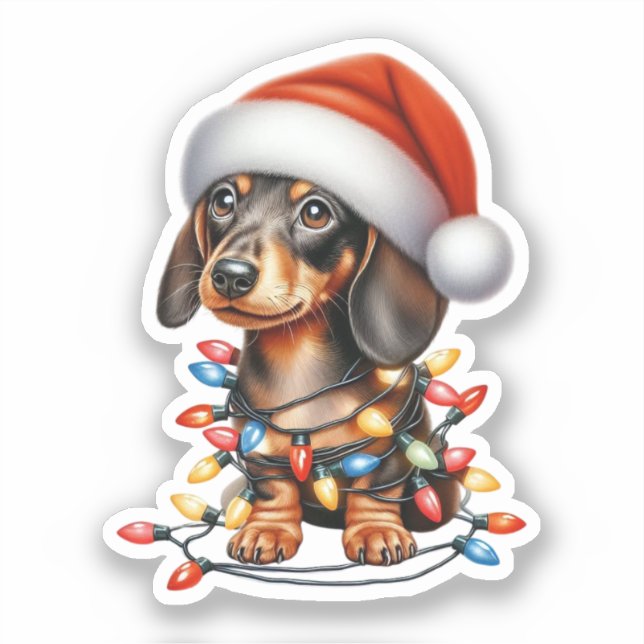 Sticker Joli Noël Dachshund (Recto)