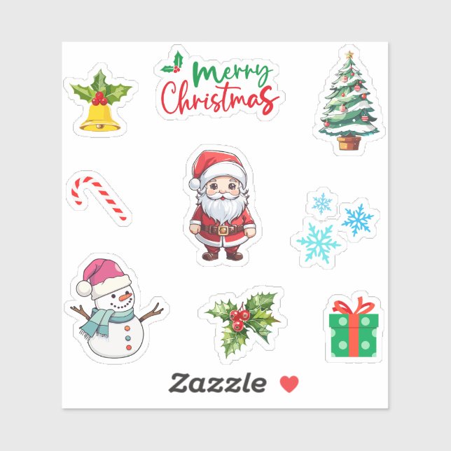 Sticker Joli Noël Vacances d'hiver Pack 9pc (Feuille)
