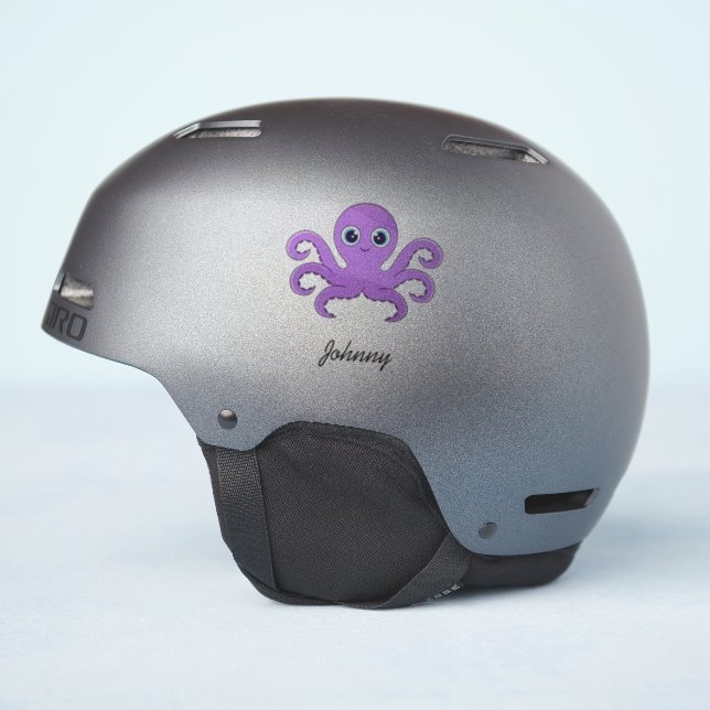 Sticker Joli nom personnalisé pieuvre violette (Côté casque)