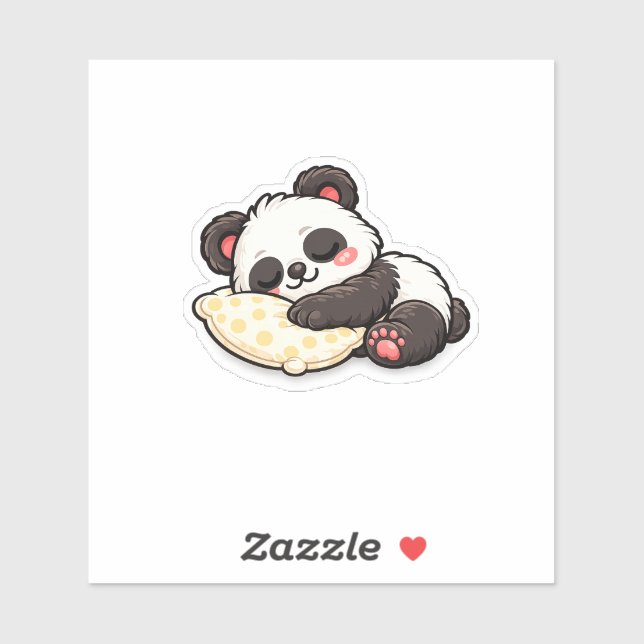 Sticker Joli panda endormi avec un oreiller (Feuille)