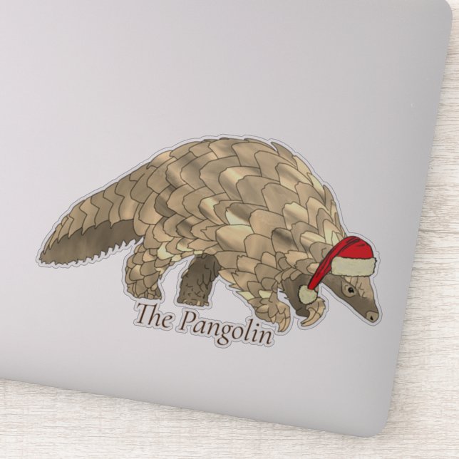 Sticker Joli Pangolin Père Noël Espèces Menacées Noël  (Détail)