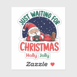 Sticker Joli Père Noël Relaxant Attendant Noël