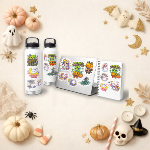 Sticker Joli personnage Chibi Halloween aux couleurs paste