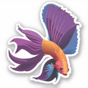 Sticker Joli personnage de cartoon de poisson mâle Beta
