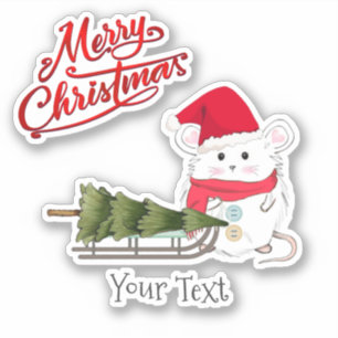 Sticker Joli petit hamster Joyeux Noël