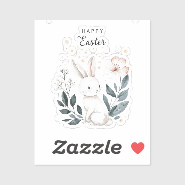 Sticker Joli petit lapin de Pâques (Feuille)