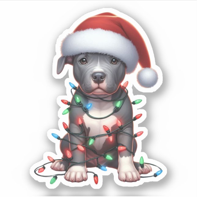Sticker Joli Pitbull de Noël (Devant)