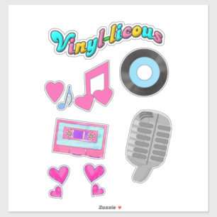 Sticker Joli Retro Style Musique Dessin Amusant