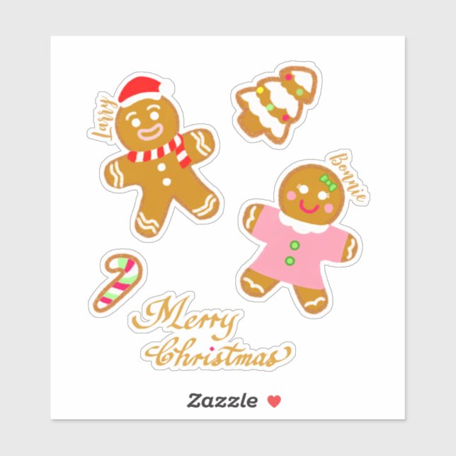 Sticker Joli script de Noël au pain d'épice personnalisé  (Feuille)