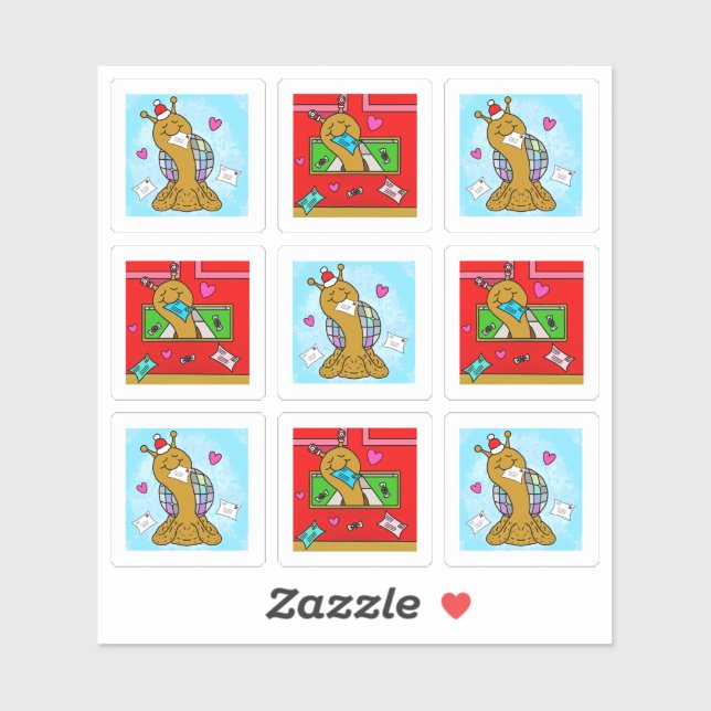 Sticker Joli Snail Christmas Mail Petite série d'art (Feuille)