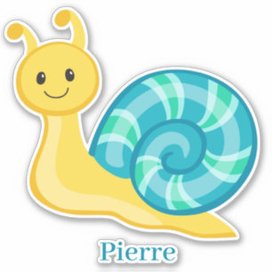 Sticker Joli sourire jaune turquoise bleu vert escargot