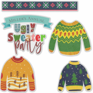 Sticker Joli Sweat Ugly Merry Christmas Vinyle Découpe Sur