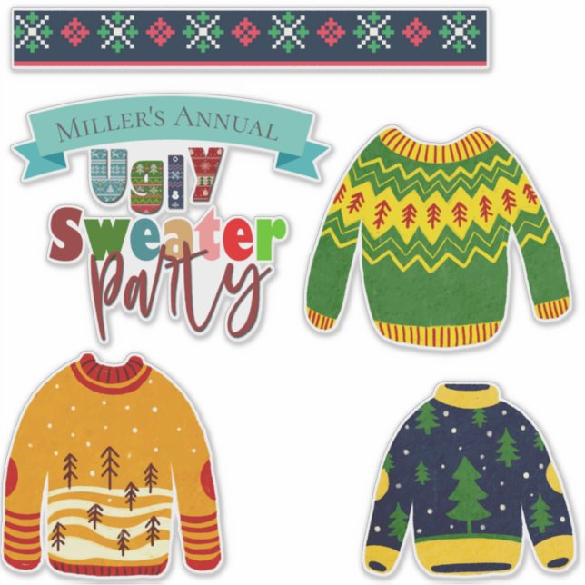 Sticker Joli Sweat Ugly Merry Christmas Vinyle Découpe Sur (Devant)