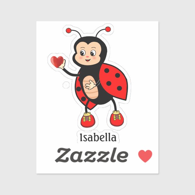 Sticker Jolie coccinelle et cœur  (Feuille)
