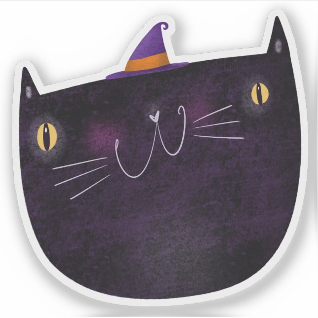 Sticker Jolie décoration Halloween Chat noir Éffrayant (Devant)