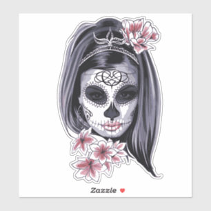 Sticker Jolie femme masque de carnaval crâne Thunder_Cove