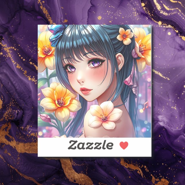 Sticker Jolie fille Anime aux yeux pourpres (Créateur téléchargé)