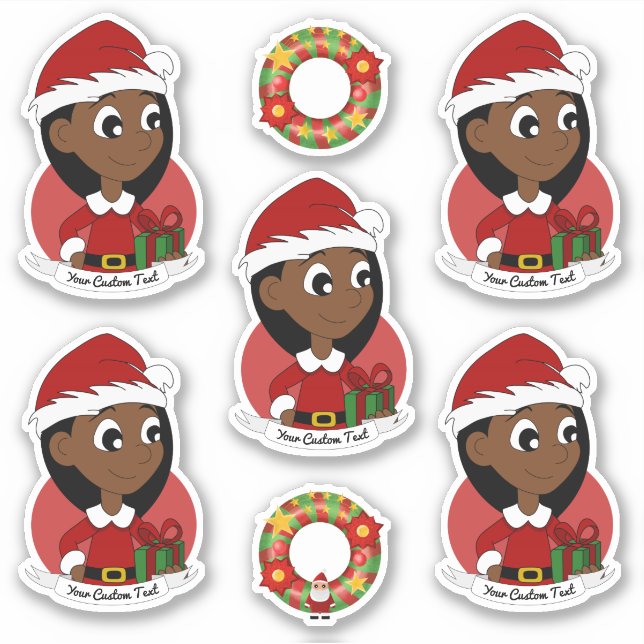 Sticker Jolie fille avec long cheveux noir dessin de vacan (Devant)