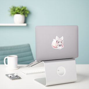 Sticker Jolie Fille Renard Rose Chibi