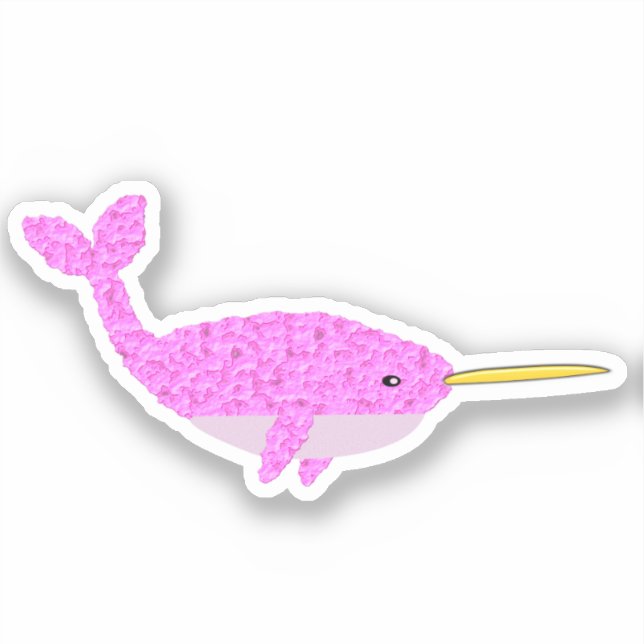 Sticker Jolie fille rose bébé Narwhal (Recto)