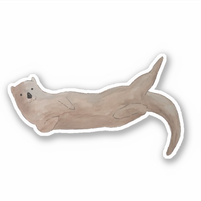 Sticker Jolie loutre de mer à l'aquarelle (Devant)