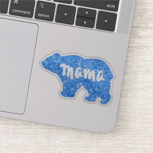 Sticker Jolie maman ours bleu scintillant design pour elle