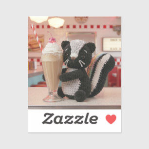 Sticker Jolie moufette au crochet au diner rétro