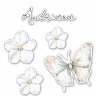 Sticker Jolie Papillon Bleu Blanc Mariage