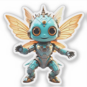Sticker Jolie Pixie Robot Danseuse Turquoise