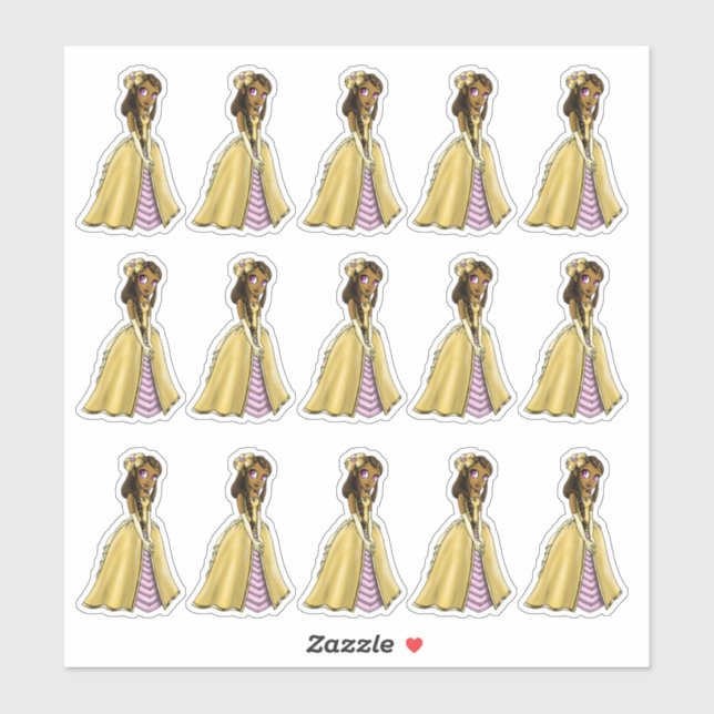 Sticker Jolie princesse africaine américaine (Feuille)