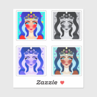 Sticker Jolie Princesse avec Couronne 4 Édition d'image AI