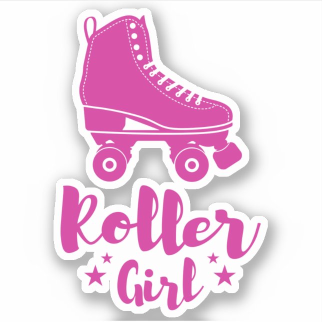 Sticker Jolie Rouleau rose Chaud Fille Patinage Étoiles am (Devant)