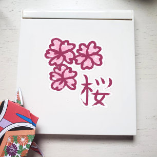 Sticker Jolie Sakura Sketchy Flower avec Kanji
