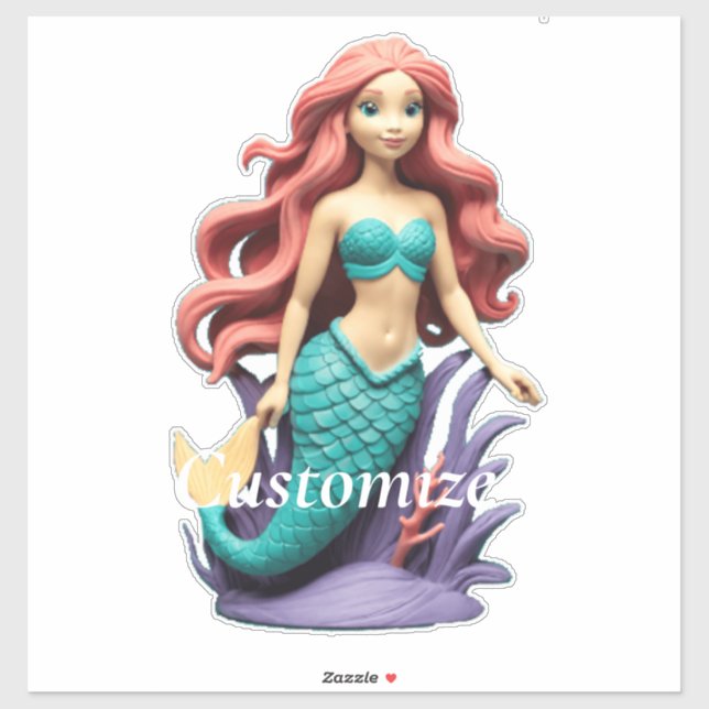 Sticker Jolie sirène rousse Thunder_Cove (Feuille)