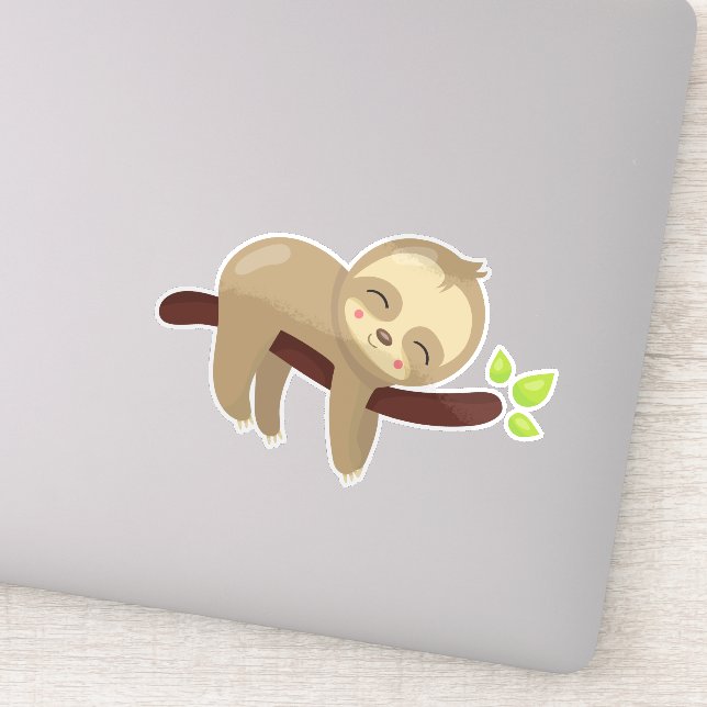 Sticker Jolie Sloth, Fente Bébé, Fente Lazy, Fente couchée (Détail)