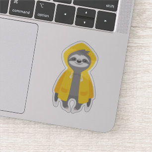 Sticker Jolie Sloth Portant Un Manteau De Pluie