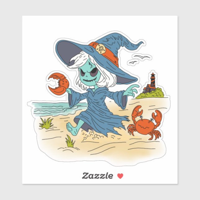 Sticker Jolie sorcière d'été (Feuille)
