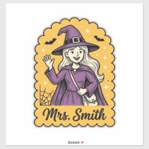 Sticker Jolie Sorcière Enseignante Mme Smith Halloween Vin